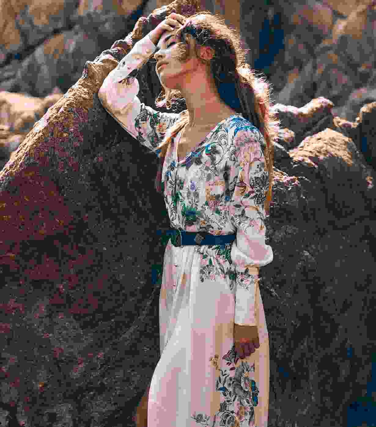 Floral Silk Maxi Gown